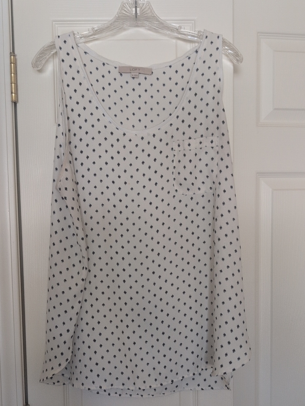 LOFT White Tank with Navy Dot Print
